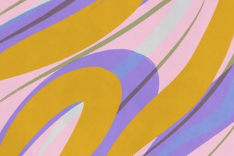 An abstract illustration featuring smooth, wavy lines in a blend of pastel and vibrant colors such