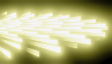 Abstract rendering luminous pattern showcasing horizontal glowing yellow bars on a dark background.