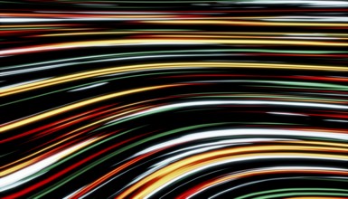 A vibrant 3D render showcasing dynamic, colorful waves in motion This abstract design evokes the