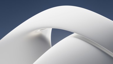 This high-resolution 3D render features a minimalist abstract design with smooth white curved