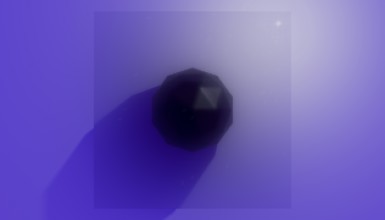 A digital art illustration showcasing a black geometric shape casting a long shadow on a violet