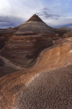Striking view of layered bentonite hills in Hanksville, Utah, showcasing unique geological