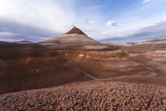 Scenic view of Hanksville Bentonite hills in Utah, USA. The striking patterns and hues create a