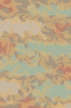 This abstract illustration features a camouflage pattern with flowing waves in earthy tones.