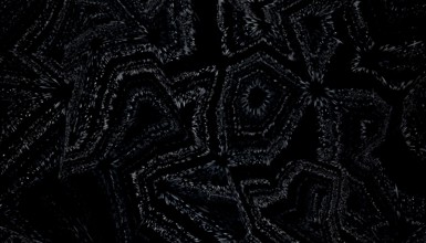 This abstract 3D render features a complex pattern of star-like shapes and swirling lines in