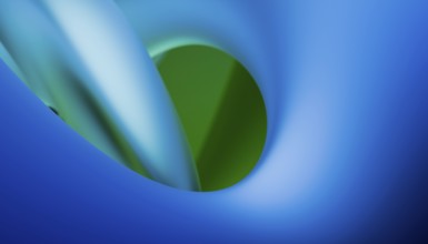 A visually soothing image with smooth blue tones transitioning into a sharp green oval shape set