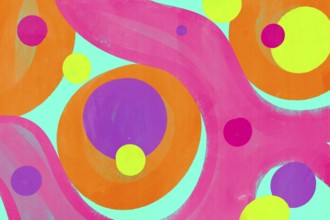 A dynamic illustration featuring vibrant, colorful geometric shapes in a captivating abstract