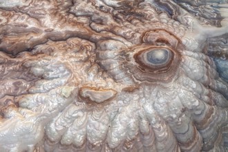 This aerial image captures the mesmerizing abstract patterns of bentonite sandstone in Utah, USA.