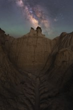 Captivating view of the Milky Way stretching above the unique sandstone formations in Goblin Valley