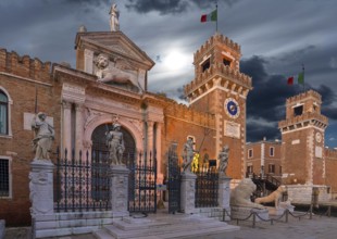 Entrance portal and gate Ingresso all'Acqua from the Arsenal, Renaissance, Venice, Veneto, Italy