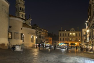 Campo Santa Maria Formosa at night, on the left the church of Santa Maria Formosa, Venice, Veneto,