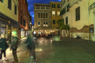 Evening life on Campo San Lio, Venice, Italy