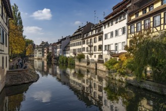 Half-timbered buildings on the Ill in the La Petite France tanners' quarter, Strasbourg, Alsace,