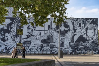 Wall painting on a façade of the MAMCS Museum of Modern and Contemporary Art in Strasbourg, Alsace,