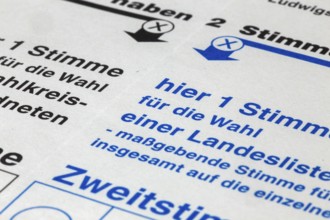 Symbolic picture of state elections: close-up of a ballot paper