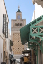 Tunis, Tunisia. 4th May 2024 Architectural detail of the minaret of Al-Zaytuna Mosque, a major