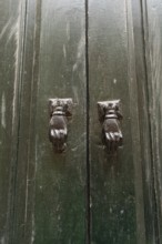 Close up detail of the entrance door of the childhood home of Ibn Khaldun, 14th century Arab Muslim