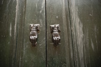Close up detail of the entrance door of the childhood home of Ibn Khaldun, 14th century Arab Muslim