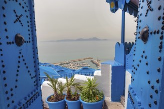 Stunning view of the Gulf of Tunis and the Mediterranean from the beautiful cliff top town of Sidi