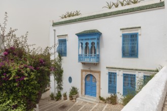 May 17th 2024. Sidi Bou Said, Tunisia. Traditional blue and white architecture of a beautiful villa