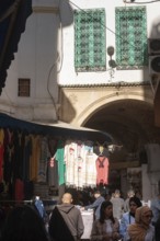 Tunis, Tunisia. 7th May 2024 A busy street in the Medina popular with Tunisians shopping, the