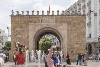 Tunis, Tunisia. 2nd May 2024 Bab el Bhar a historical city gate and landmark dividing the Medina
