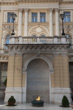 Sarajevo, Bosnia and Herzegovina July 25th 2019. The Eternal flame is a memorial to the military