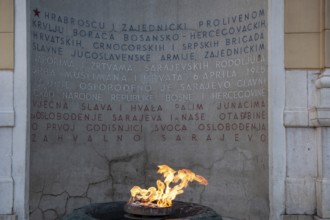 Sarajevo, Bosnia and Herzegovina. July 24th 2019. The Eternal flame is a memorial to the military