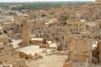 Siwa Oasis, Egypt. March 12th 2018 View of the mud brick houses inside the ancient fortress of