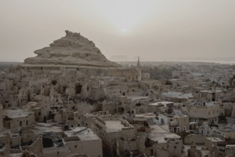 View of the mud brick houses inside the ancient fortress of Shali in Siwa Oasis, The Siwa Oasis, an
