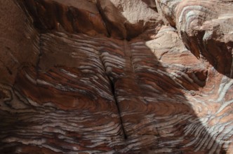 Brightly coloured rock formation, Petra, Jordan