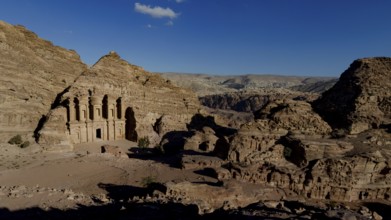 Petra, Jordan. December 11th 2012 The Monastery or Ad Deir in Arabic set amongst the hills of