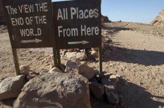 Petra, Jordan. December 11th 2012 Signs for the End of the World View, hiking trail, Petra, Jordan