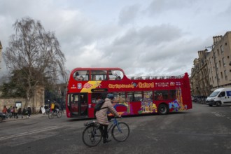 Oxford, England, UK. February 2nd, 2020 Oxford sightseeing tour, Hop on Hop off double decker bus