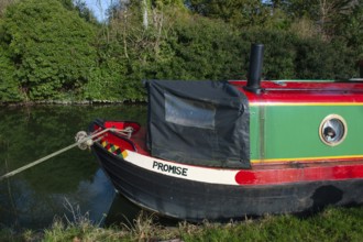 Oxford, England, UK. February 6th 2020 A Narrow boat called Promise moored on the Oxford canal in