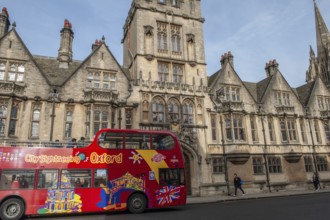 Oxford, England, UK. February 2nd, 2020 Oxford sightseeing tour, Hop on Hop off double decker bus