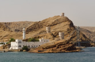 Sur, Oman. 27th May 2014.Beautiful seaside mosque in the fortified port city of Sur on the coast of