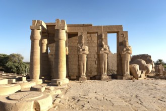 The Ramesseum, memorial temple or mortuary temple of Egyptian Pharaoh Ramesses II, part of the