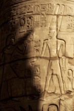Ancient Egyptian Pharaoh Carved in Stone at Luxor Temple, Historical City of Thebes. Gods and Kings