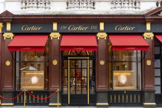 London, United Kingdom. August 2nd 2023 Cartier. Luxury Brand Store Front. Shopping in New Bond