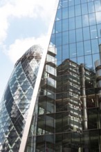 London, UK. July 9th 2022. Iconic British business office buildings in the financial district of