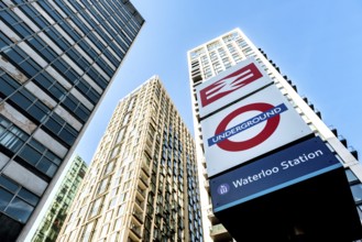 London, United Kingdom. October 10th 2023 Sign for London Waterloo Station, a busy commuter station