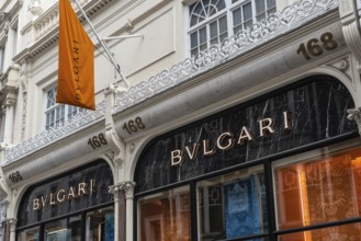 London, United Kingdom. August 2nd 2023 BVLGARI. Luxury Brand Store Front. Shopping in New Bond