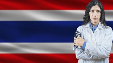 Thai national health system, Medical professional on Thailand flag background