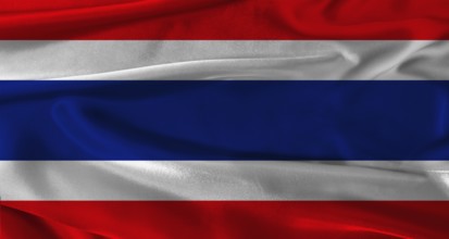Flag of Thailand with fabric textured background. Close up of National flag of Thailand with