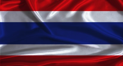 Thailand flag with cloth textured background. National flag of Thailand with realistic texture