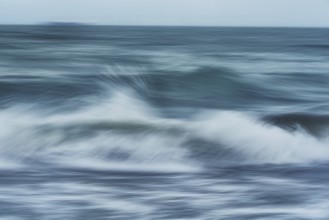 Abstract Intentional Camera Movement of Ocean Waves Moving Creating a Painterly Texture Effect