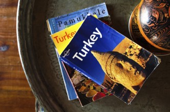 Selcuk, Turkey July 1st 2015 A travel lifestyle selection of guidebooks to Turkey in a holiday