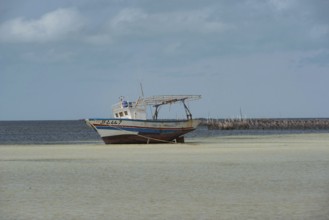 Kerkennah Islands Tunisia. June 4th 2024 Traditional local fishing boat moored in the Kerkennah
