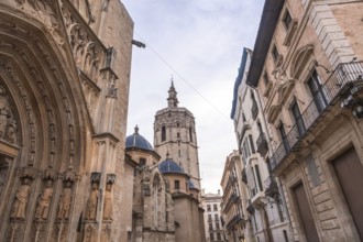 Valencia cathedral with its miguelete tower dominating the skyline, featuring ornate gothic